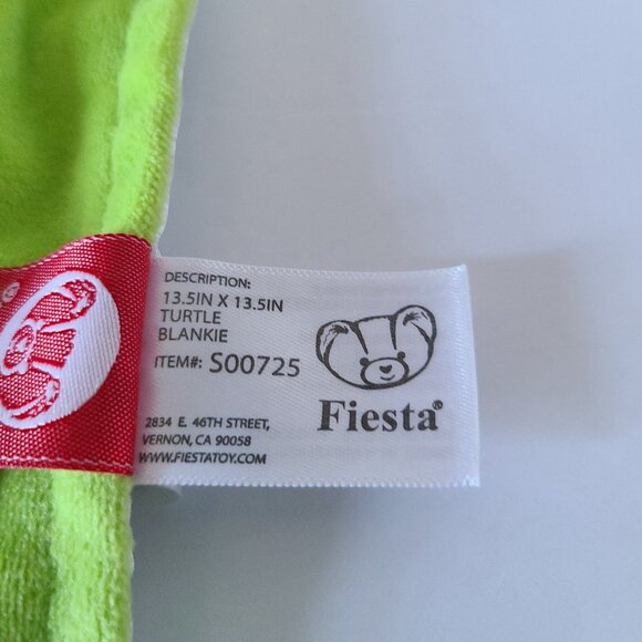 🐢FIESTA LIME GREEN TURTLE LOVEY WITH RATTLE -BABY SNUGGLE BLANKET - Picture 3 of 7